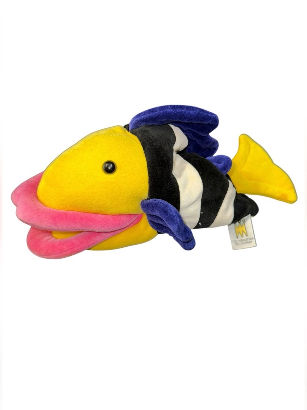 Vintage 90s The Manhattan Toy Company Colorful Plush Fish Puppet Toy